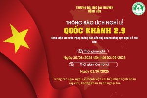 THÔNG BÁO NGHỈ LỄ QUỐC KHÁNH 2/9 - BỆNH VIỆN TRƯỜNG ĐẠI HỌC TÂY NGUYÊN